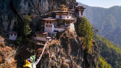 Wanderung zum Tigernest Kloster. Bhutan Tigernest Kloster Wanderung