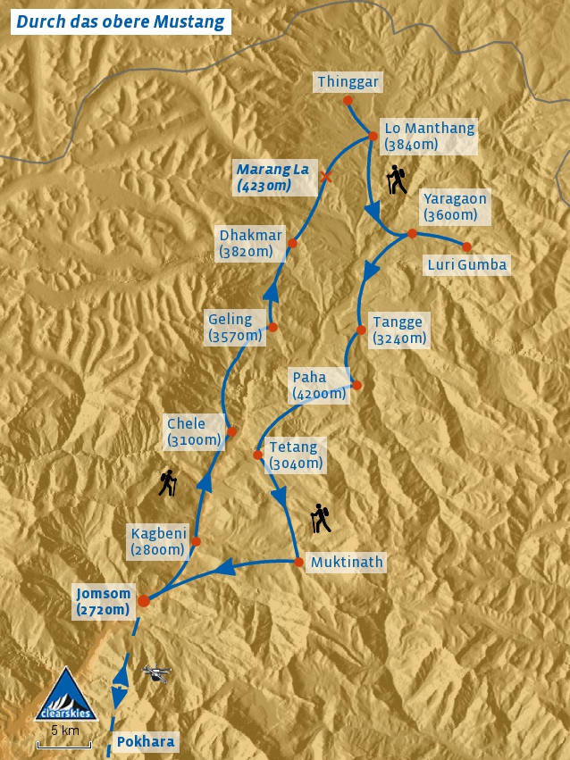 nepal mustang trekking karte