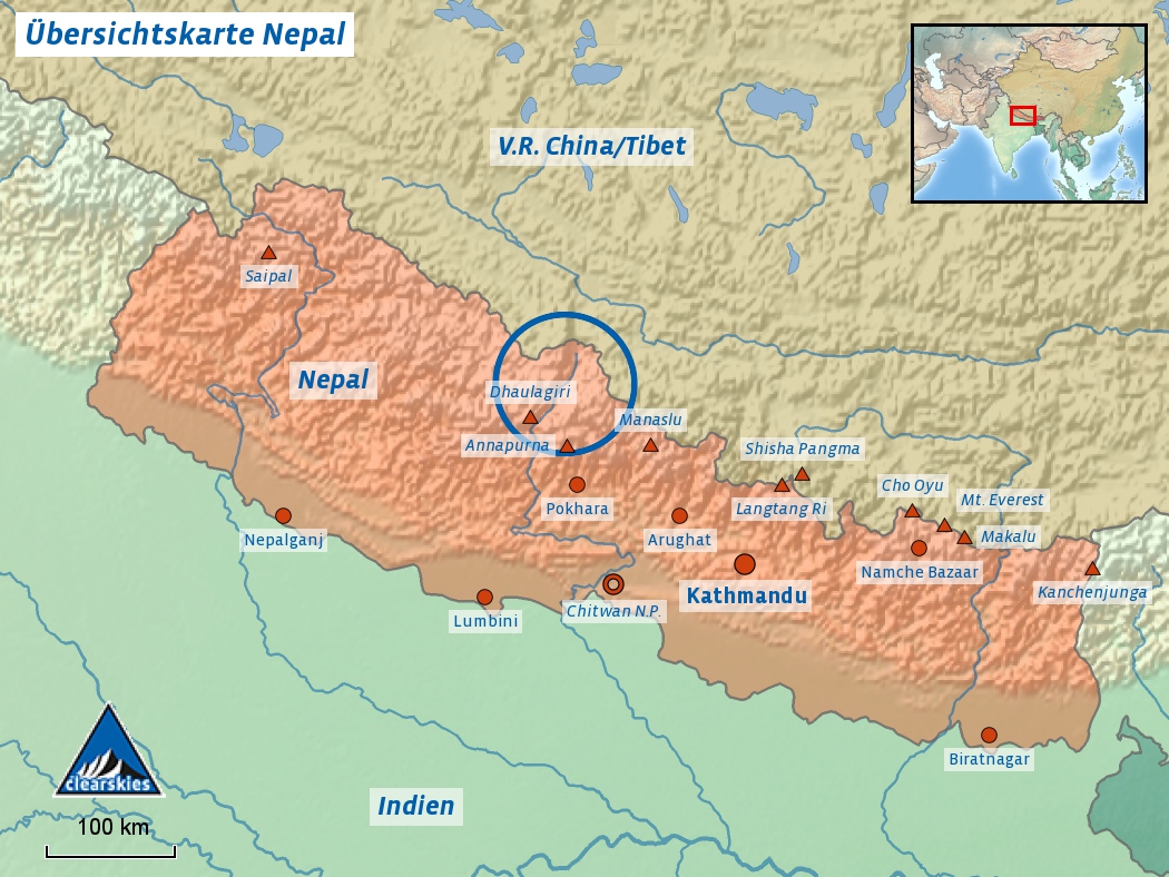 trekking nepal karte 